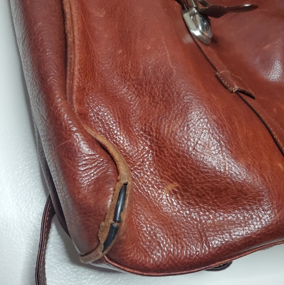 Wilson's Leather Mini Bookbag Distressed Brown Carry Handle - Picture 3 of 14